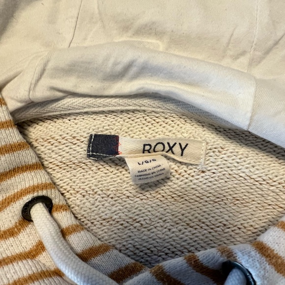 Roxy Striped Cream and Yellow Hoodie Sweatshirt - Picture 3 of 6